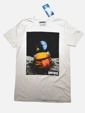 Fortnite Mens Durr Burger Space Graphic White Shirt New Small